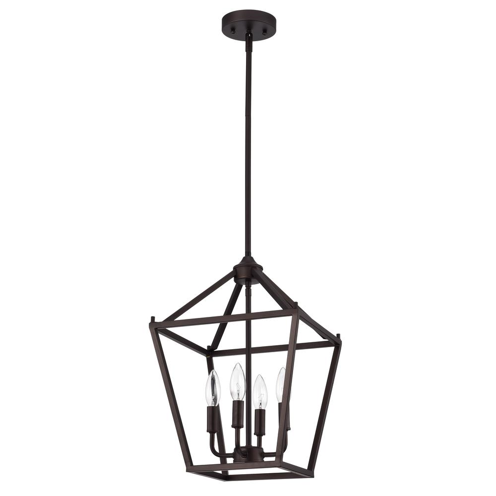 CHLOE Lighting IRONCLAD Industrial 4 Light Oil Rubbed Bronze Inverted Pendant Ceiling Fixture 12" Wide. Picture 2