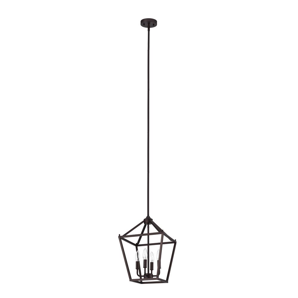 CHLOE Lighting IRONCLAD Industrial 4 Light Oil Rubbed Bronze Inverted Pendant Ceiling Fixture 12" Wide. Picture 3