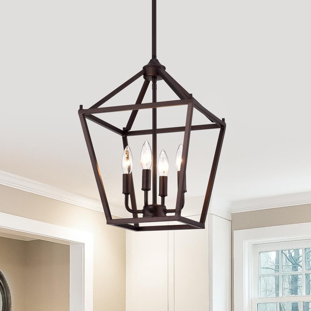CHLOE Lighting IRONCLAD Industrial 4 Light Oil Rubbed Bronze Inverted Pendant Ceiling Fixture 12" Wide. Picture 9