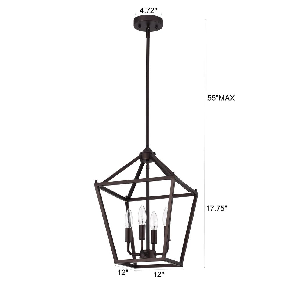 CHLOE Lighting IRONCLAD Industrial 4 Light Oil Rubbed Bronze Inverted Pendant Ceiling Fixture 12" Wide. Picture 11