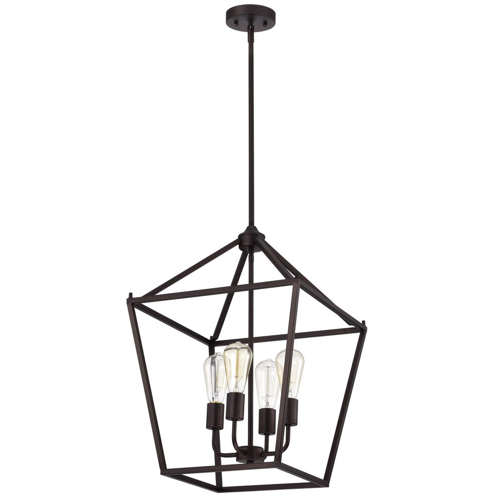 CHLOE Lighting IRONCLAD Industrial 4 Light Oil Rubbed Bronze Inverted Pendant Ceiling Fixture 16" Wide. Picture 2