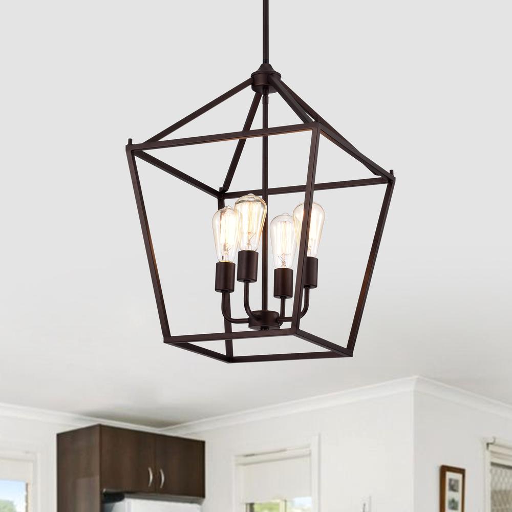 CHLOE Lighting IRONCLAD Industrial 4 Light Oil Rubbed Bronze Inverted Pendant Ceiling Fixture 16" Wide. Picture 10