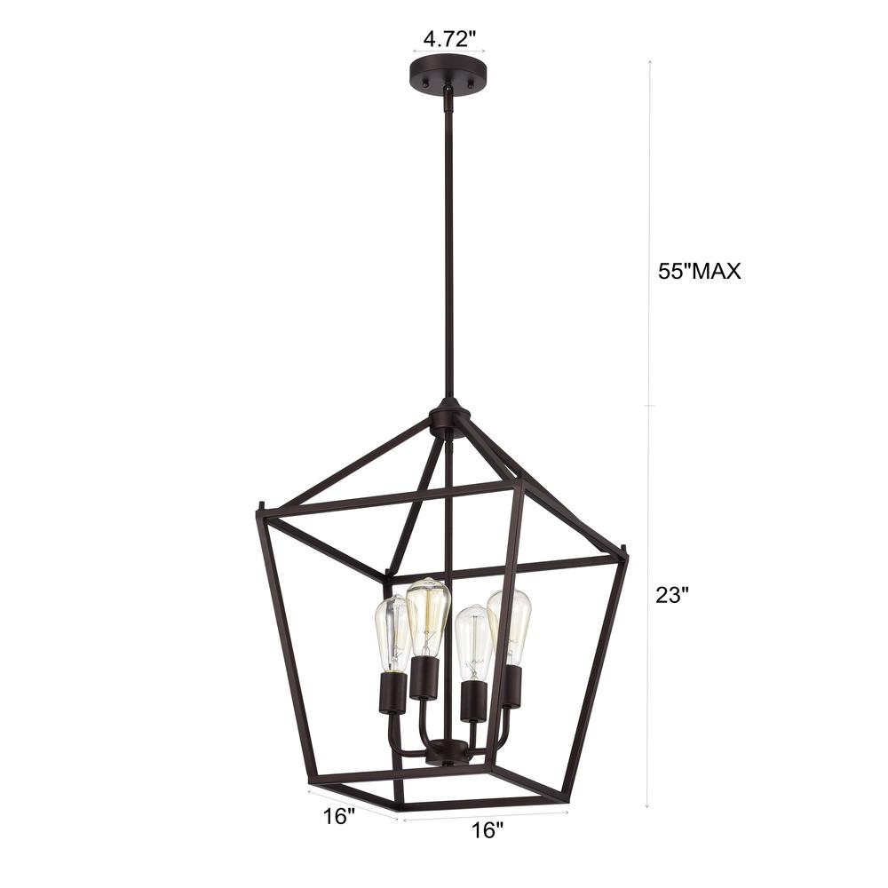 CHLOE Lighting IRONCLAD Industrial 4 Light Oil Rubbed Bronze Inverted Pendant Ceiling Fixture 16" Wide. Picture 8