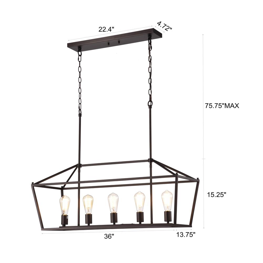 CHLOE Lighting IRONCLAD- Industrial 5 Light Oil Rubbed Bronze Island Pendant Ceiling Fixture 36" Wide. Picture 10