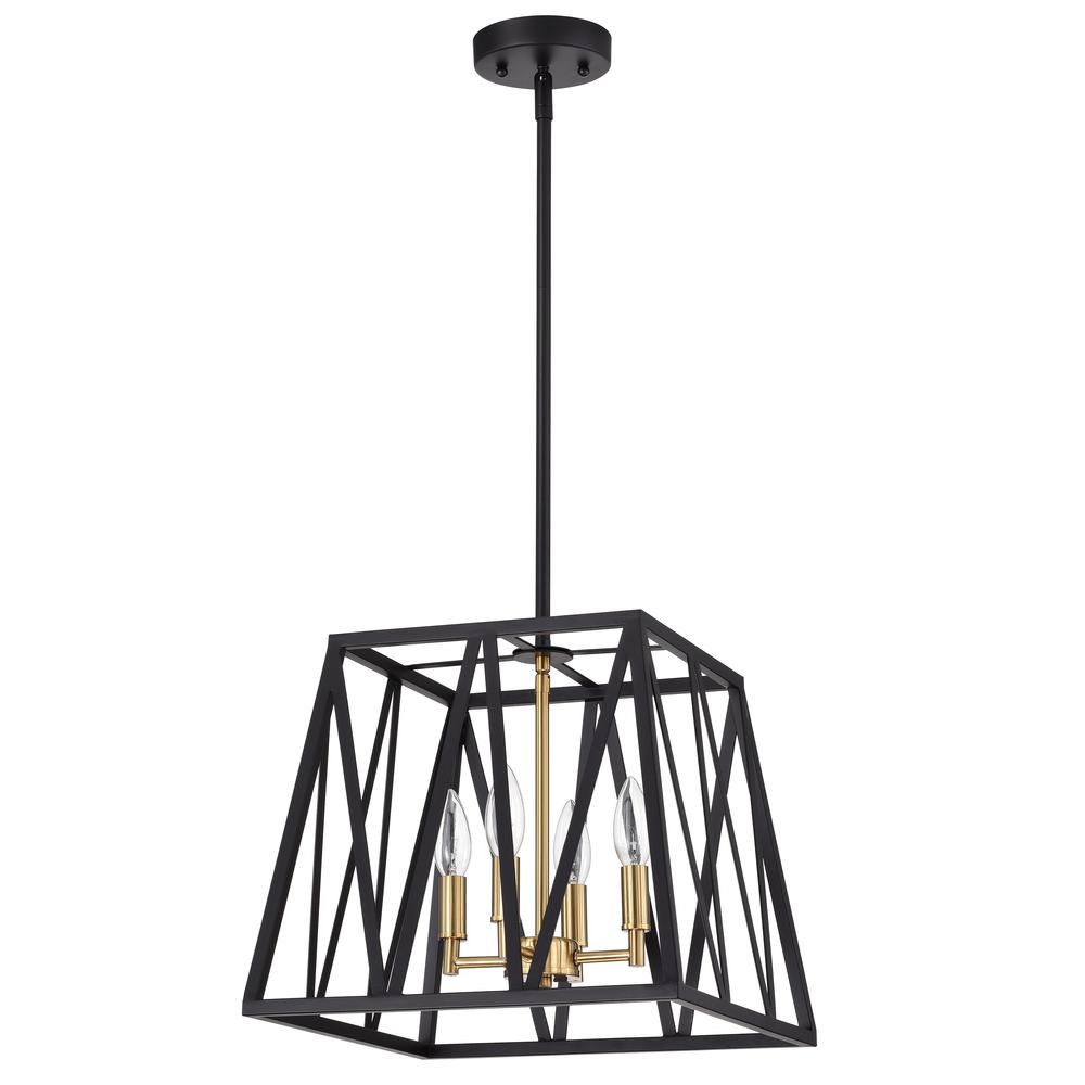 CHLOE Lighting IRONCLAD Industrial 4 Light Textured Black Inverted Pendant Ceiling Fixture 14" Wide. Picture 2