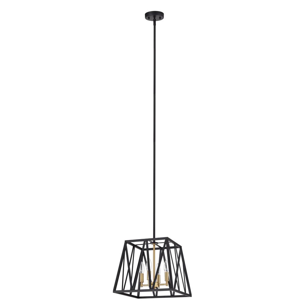 CHLOE Lighting IRONCLAD Industrial 4 Light Textured Black Inverted Pendant Ceiling Fixture 14" Wide. Picture 3