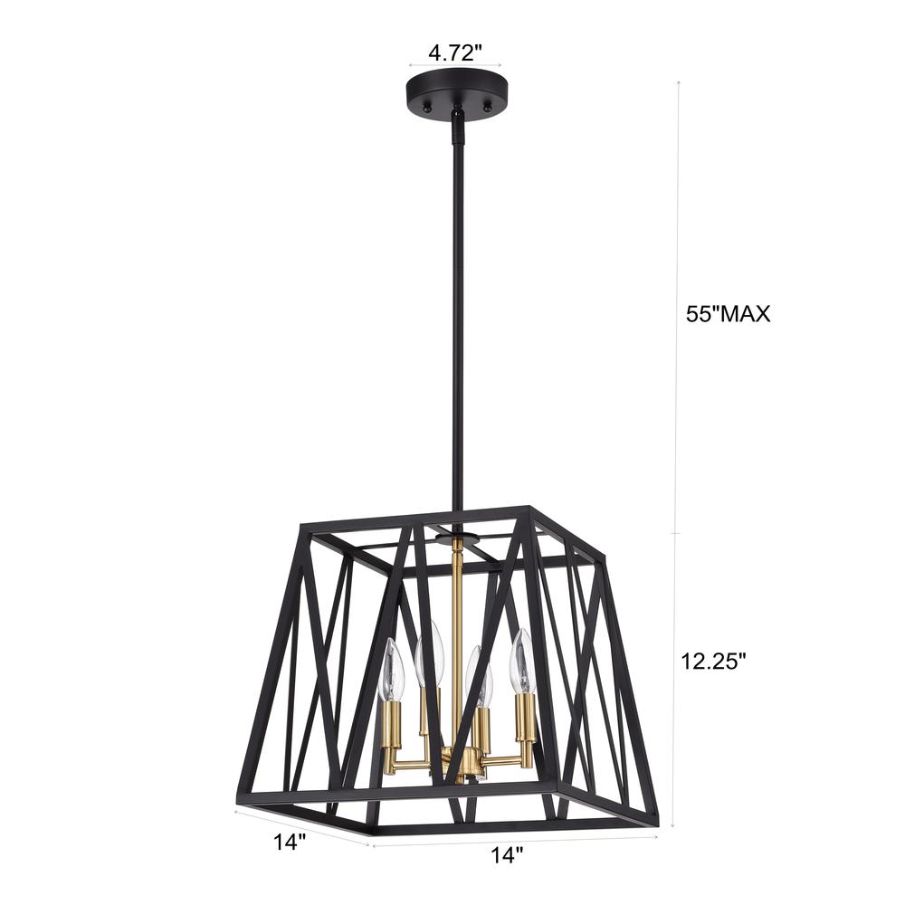 CHLOE Lighting IRONCLAD Industrial 4 Light Textured Black Inverted Pendant Ceiling Fixture 14" Wide. Picture 8