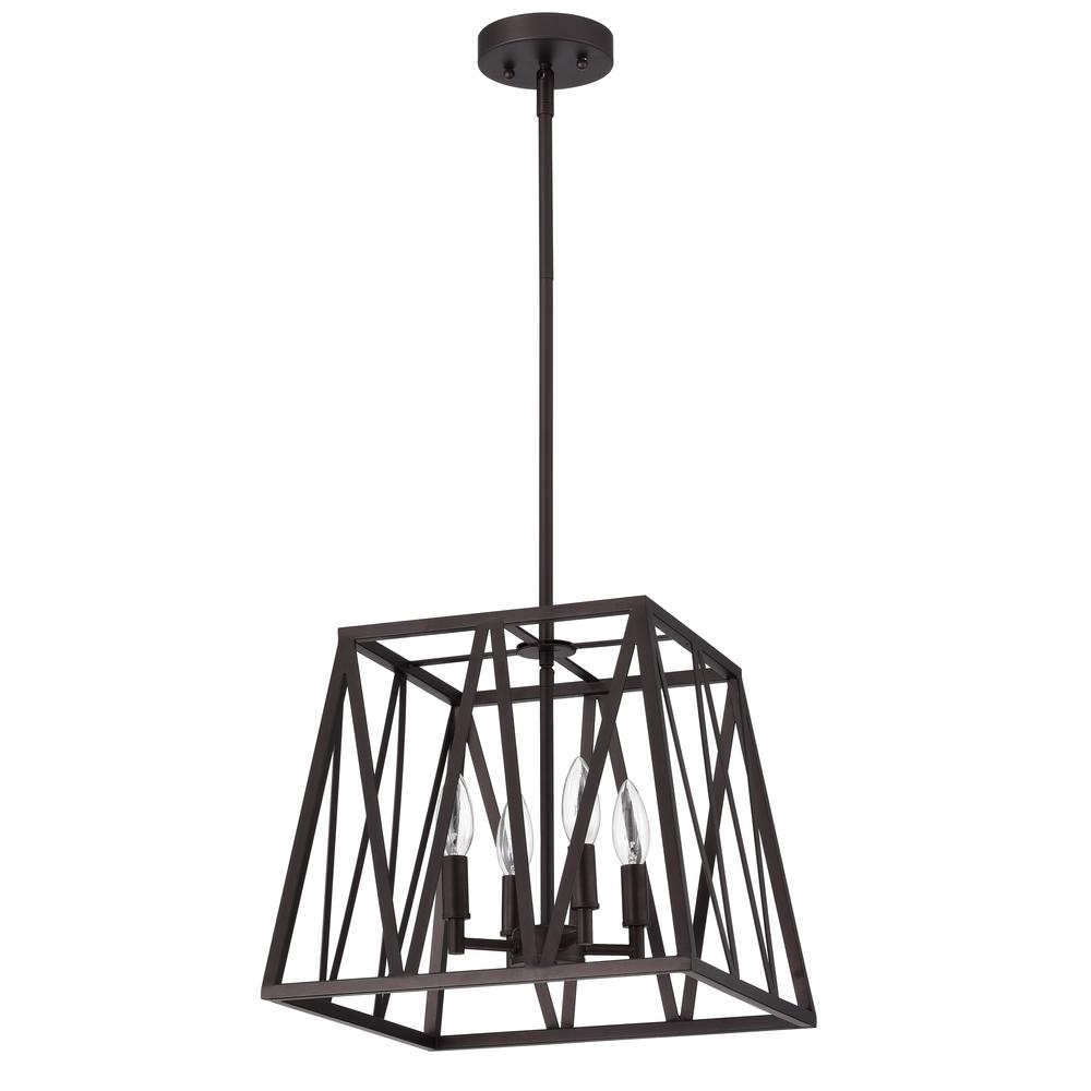 CHLOE Lighting IRONCLAD Industrial 4 Light Oil Rubbed Bronze Inverted Pendant Ceiling Fixture 14" Wide. Picture 2