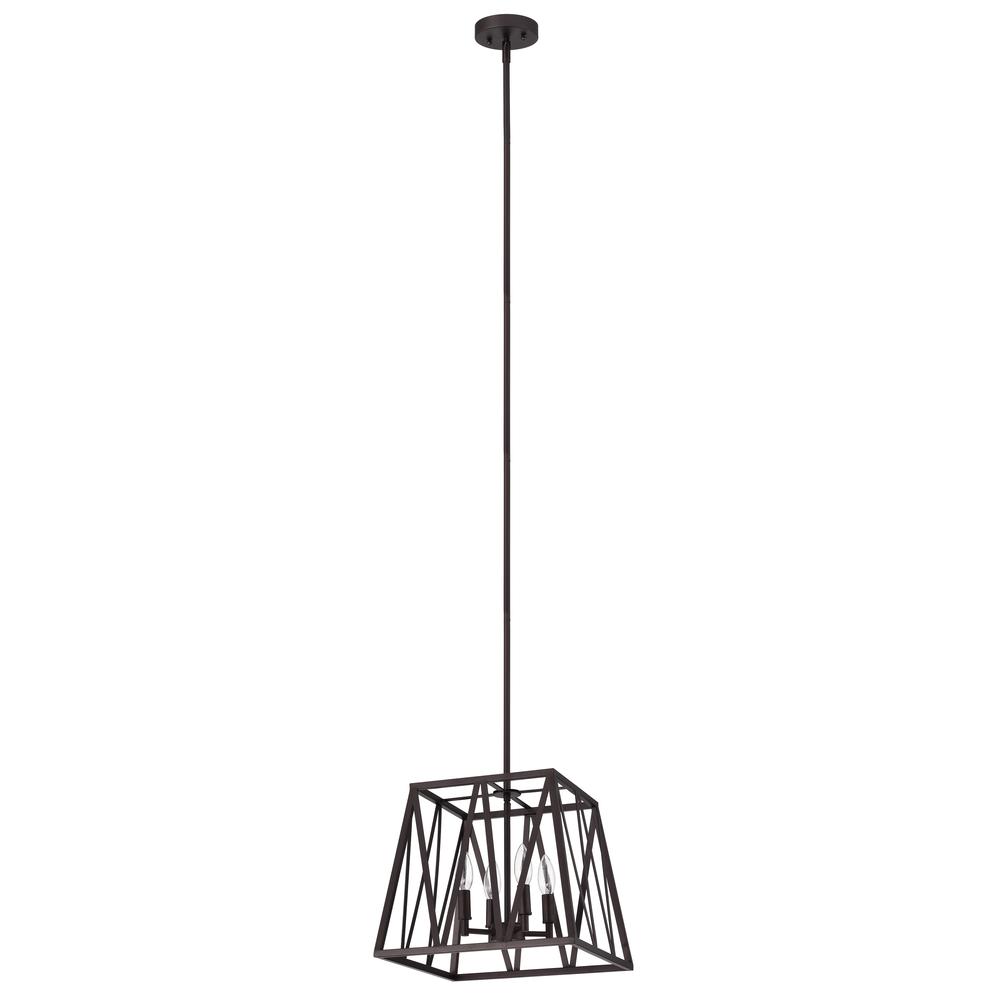 CHLOE Lighting IRONCLAD Industrial 4 Light Oil Rubbed Bronze Inverted Pendant Ceiling Fixture 14" Wide. Picture 3