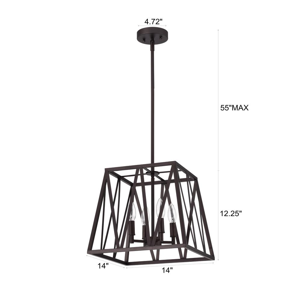 CHLOE Lighting IRONCLAD Industrial 4 Light Oil Rubbed Bronze Inverted Pendant Ceiling Fixture 14" Wide. Picture 11