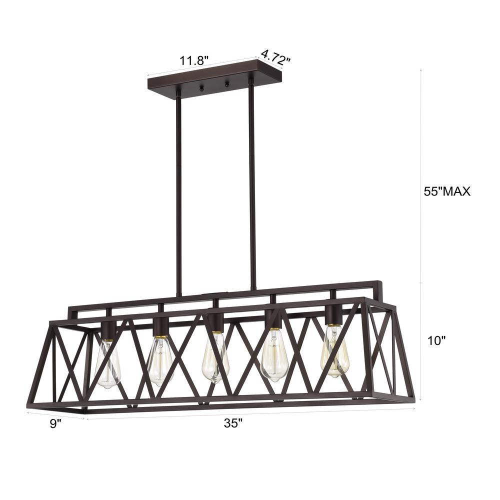 CHLOE Lighting IRONCLAD Industrial 5 Light Oil Rubbed Bronze Island Pendant Ceiling Fixture 35" Wide. Picture 11