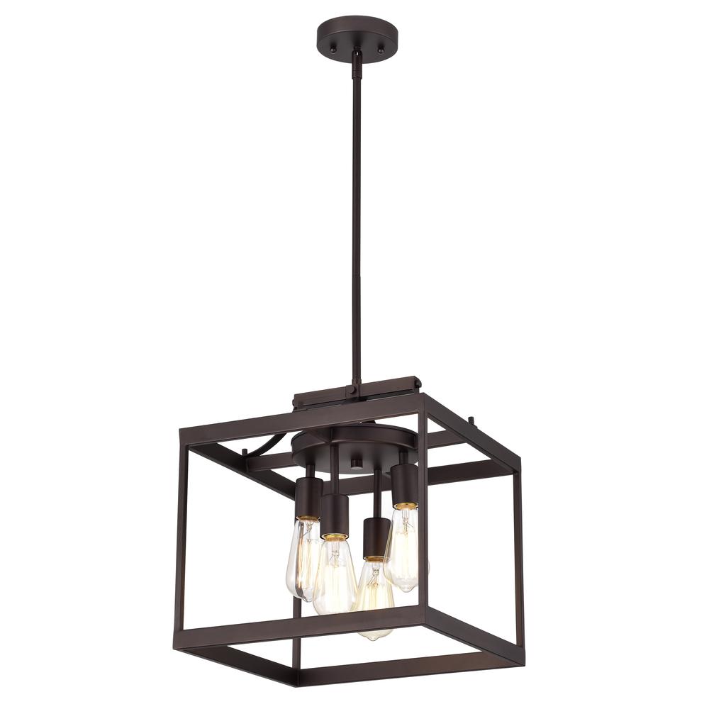 CHLOE Lighting IRONCLAD Industrial 4 Light Oil Rubbed Bronze Large Pendant Ceiling Fixture15" Wide. The main picture.