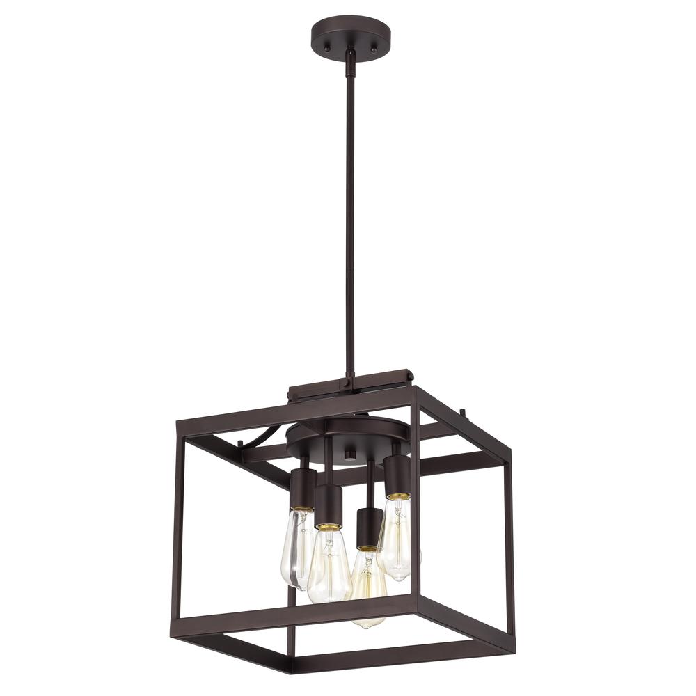 CHLOE Lighting IRONCLAD Industrial 4 Light Oil Rubbed Bronze Large Pendant Ceiling Fixture15" Wide. Picture 2