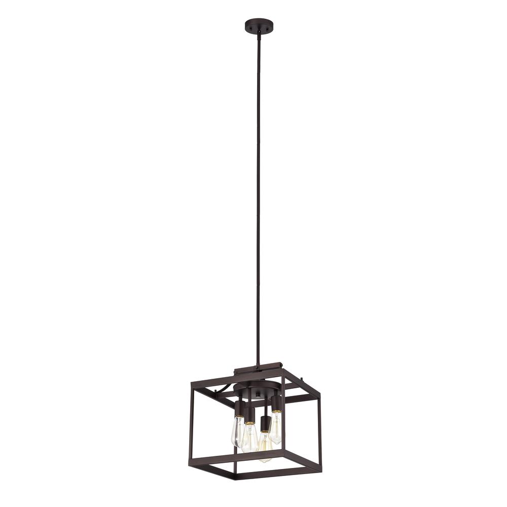 CHLOE Lighting IRONCLAD Industrial 4 Light Oil Rubbed Bronze Large Pendant Ceiling Fixture15" Wide. Picture 3