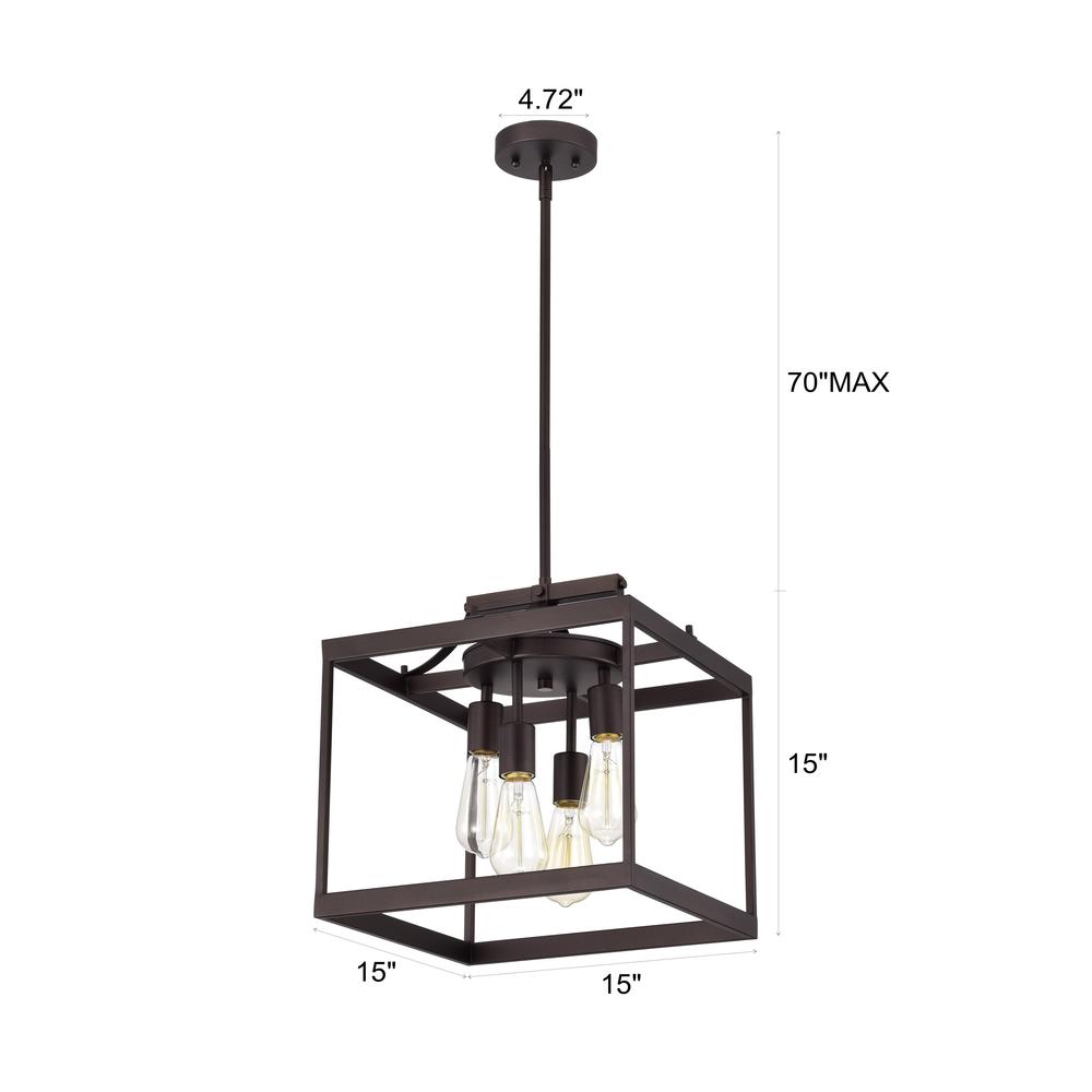CHLOE Lighting IRONCLAD Industrial 4 Light Oil Rubbed Bronze Large Pendant Ceiling Fixture15" Wide. Picture 10