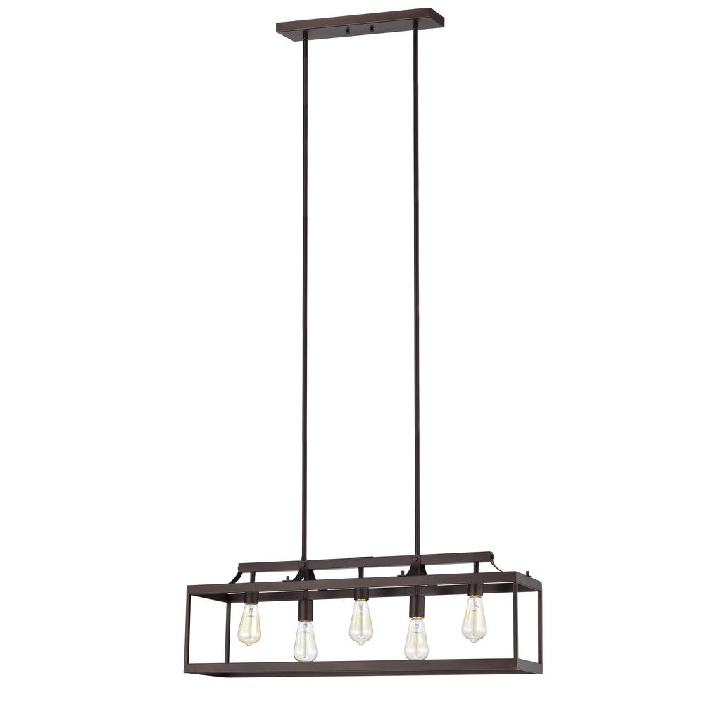 CHLOE Lighting IRONCLAD Industrial 5 Light Oil Rubbed Bronze Island Pendant Ceiling Fixture 36" Wide. Picture 2