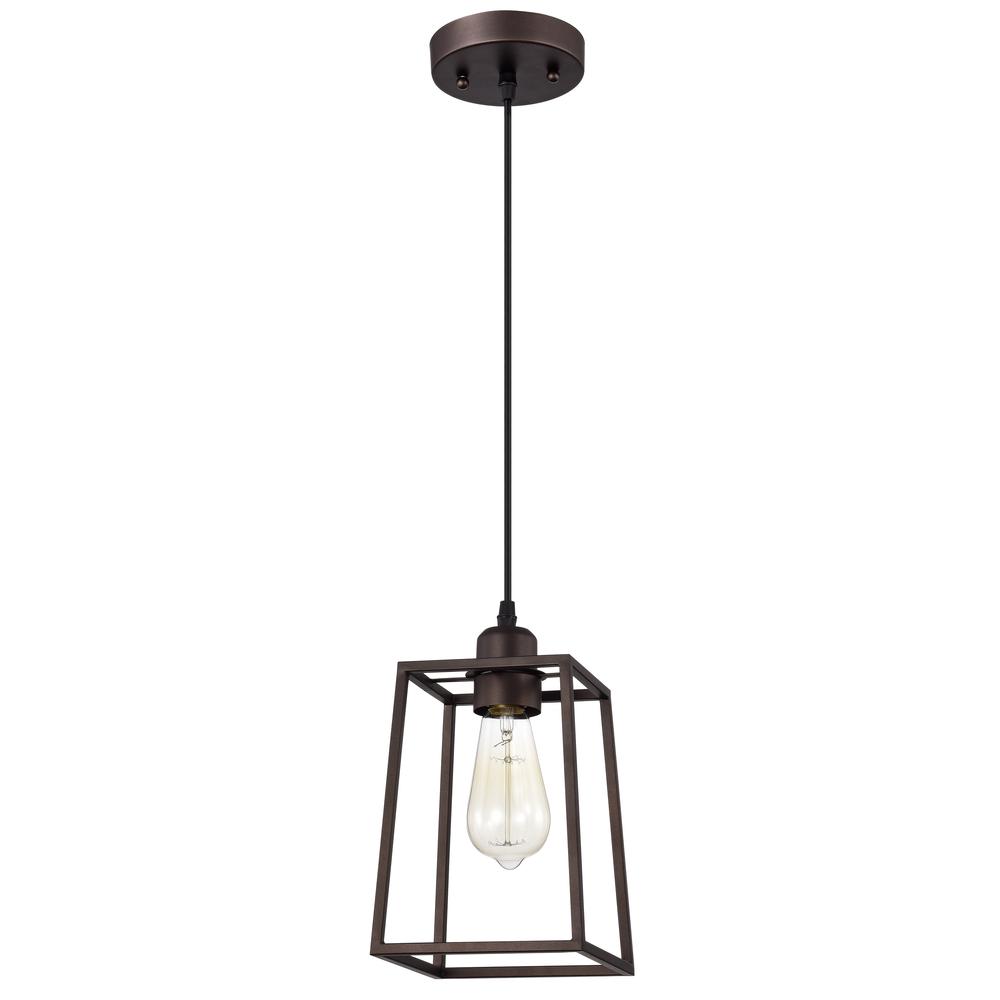 CHLOE Lighting IRONCLAD Industrial 1 Light Oil Rubbed Bronze Mini Pendant Ceiling Fixture 6" Wide. Picture 2