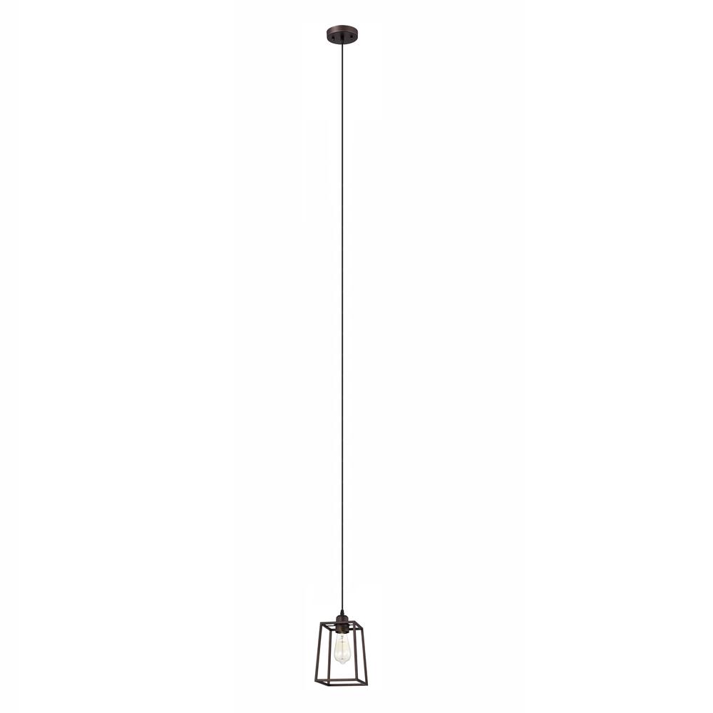 CHLOE Lighting IRONCLAD Industrial 1 Light Oil Rubbed Bronze Mini Pendant Ceiling Fixture 6" Wide. Picture 3