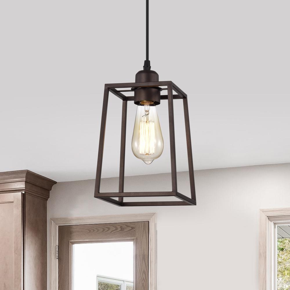 CHLOE Lighting IRONCLAD Industrial 1 Light Oil Rubbed Bronze Mini Pendant Ceiling Fixture 6" Wide. Picture 6