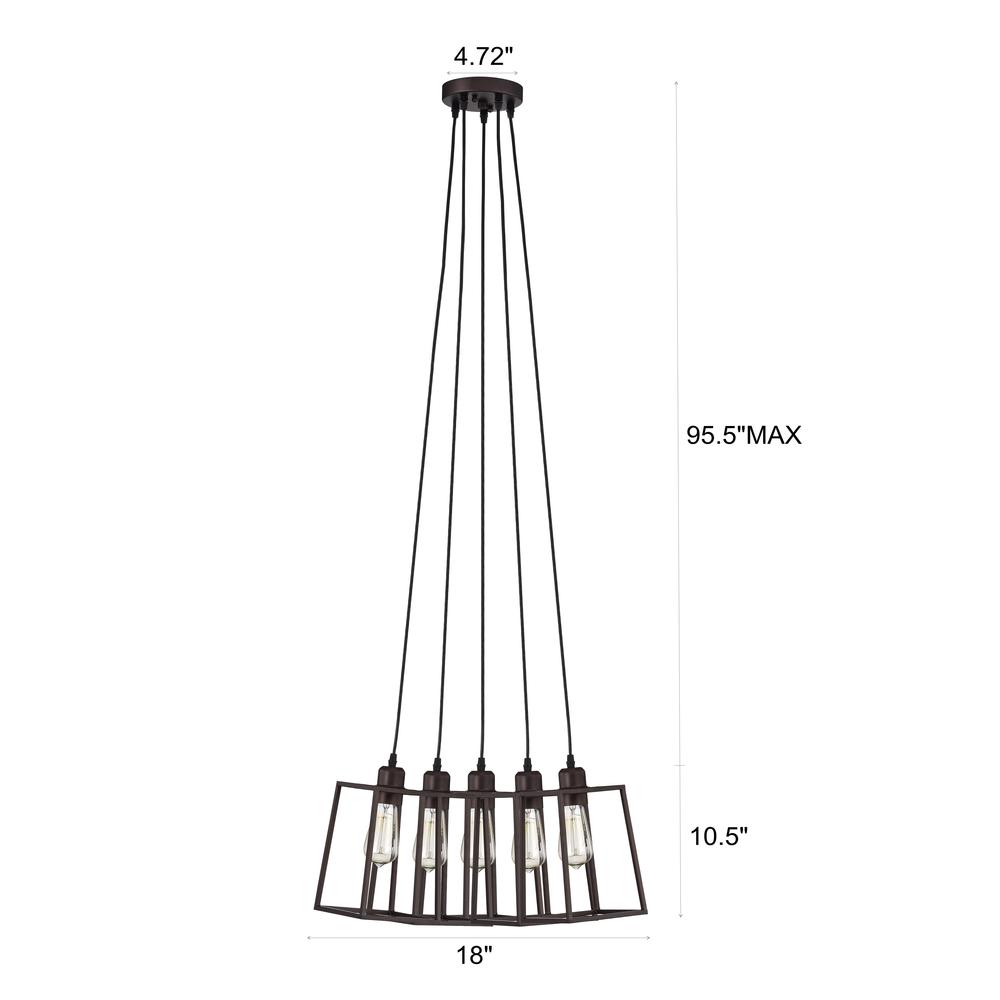 CHLOE Lighting IRONCLAD Industrial 5 Light Oil Rubbed Bronze Large Pendant Ceiling Fixture 18" Wide. Picture 8