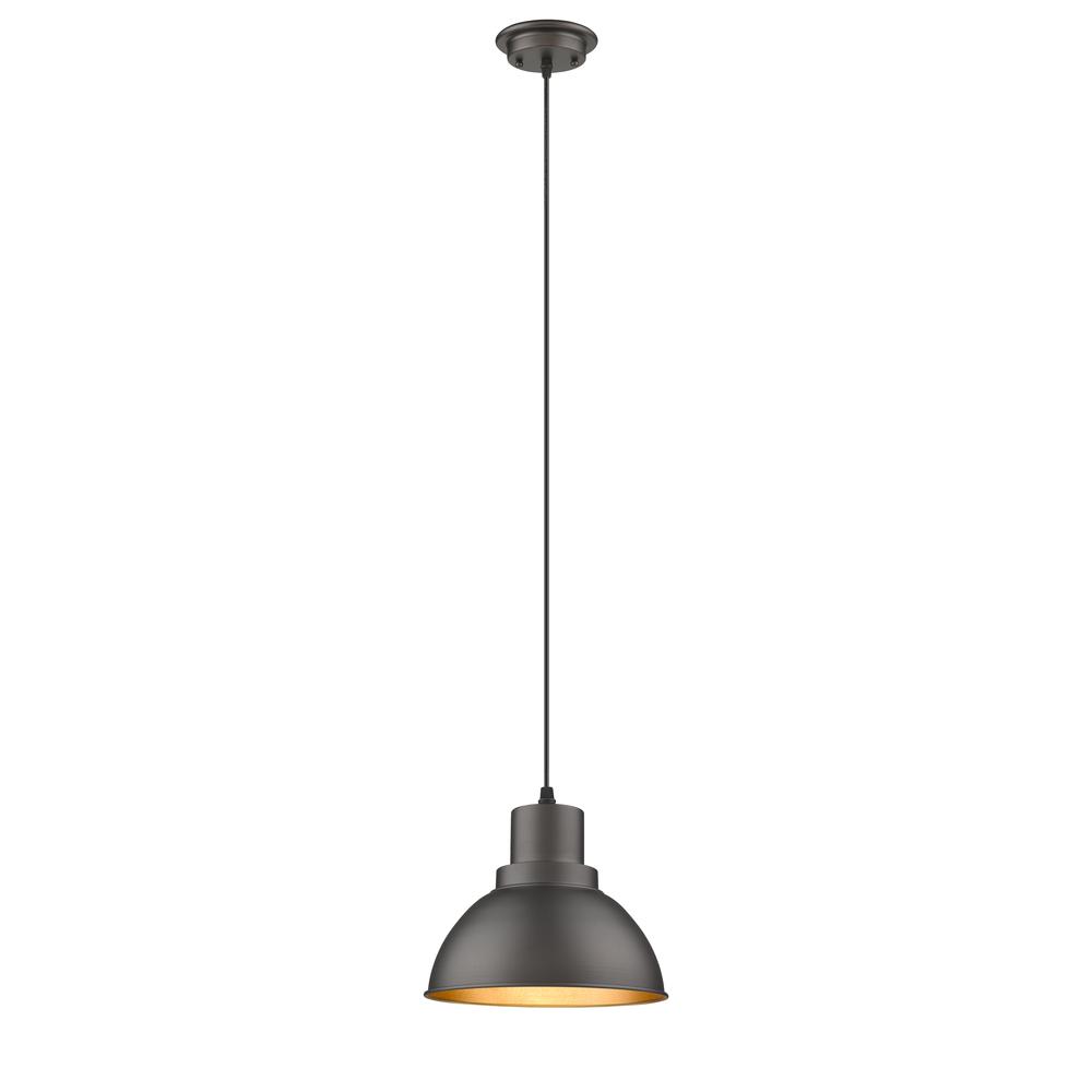 IRONCLAD Industrial-style 1 Light Rubbed Bronze Ceiling Mini Pendant 8" Wide. The main picture.