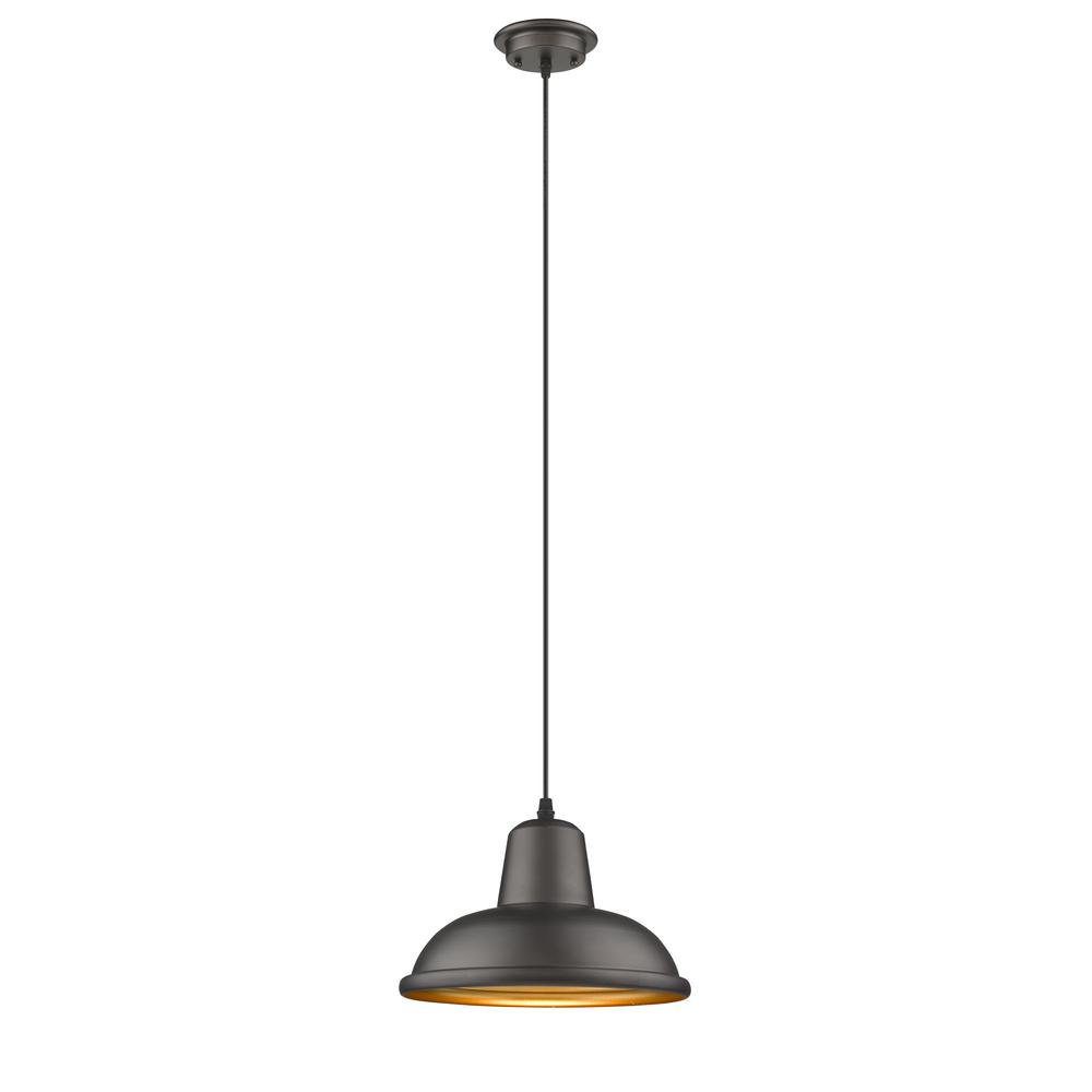 IRONCLAD Industrial-style 1 Light Rubbed Bronze Ceiling Mini Pendant 10" Wide. Picture 1