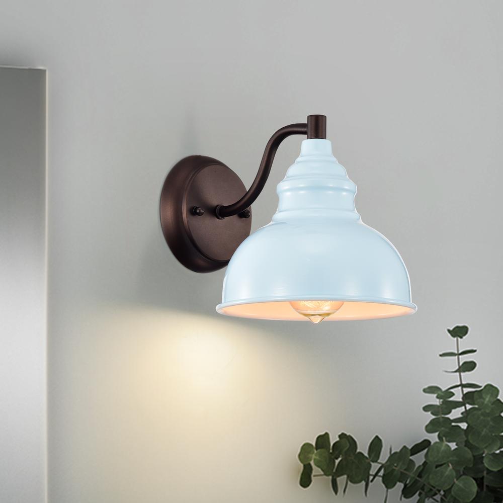 CHLOE Lighting IRONCLAD- Industrial 1 Light Oil Rubbed Bronze Indoor Wall Sconce 8" Wide. Picture 9
