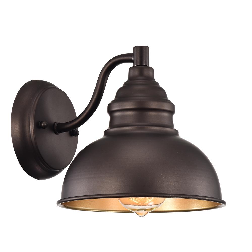 CHLOE Lighting IRONCLAD Industrial 1 Light Oil Rubbed Bronze Indoor Wall Sconce 8" Wide. The main picture.
