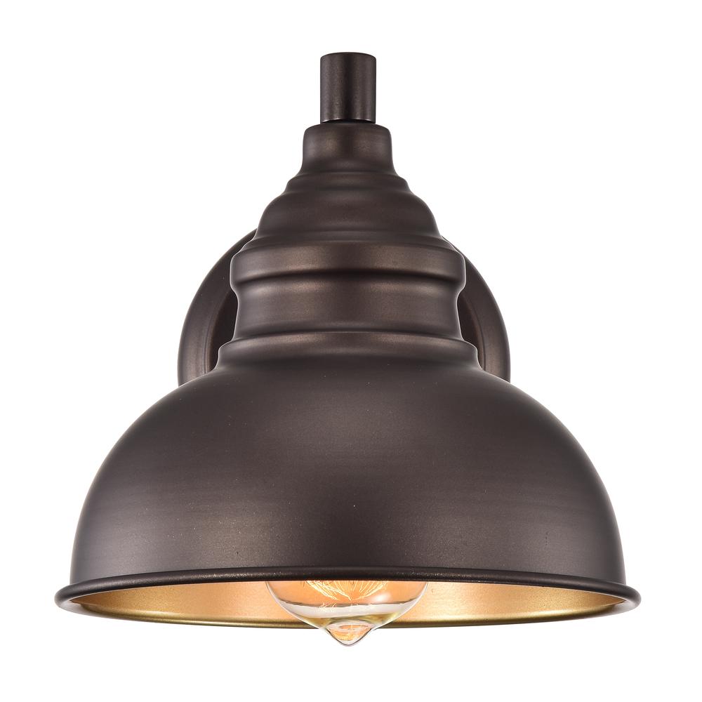 CHLOE Lighting IRONCLAD Industrial 1 Light Oil Rubbed Bronze Indoor Wall Sconce 8" Wide. Picture 3