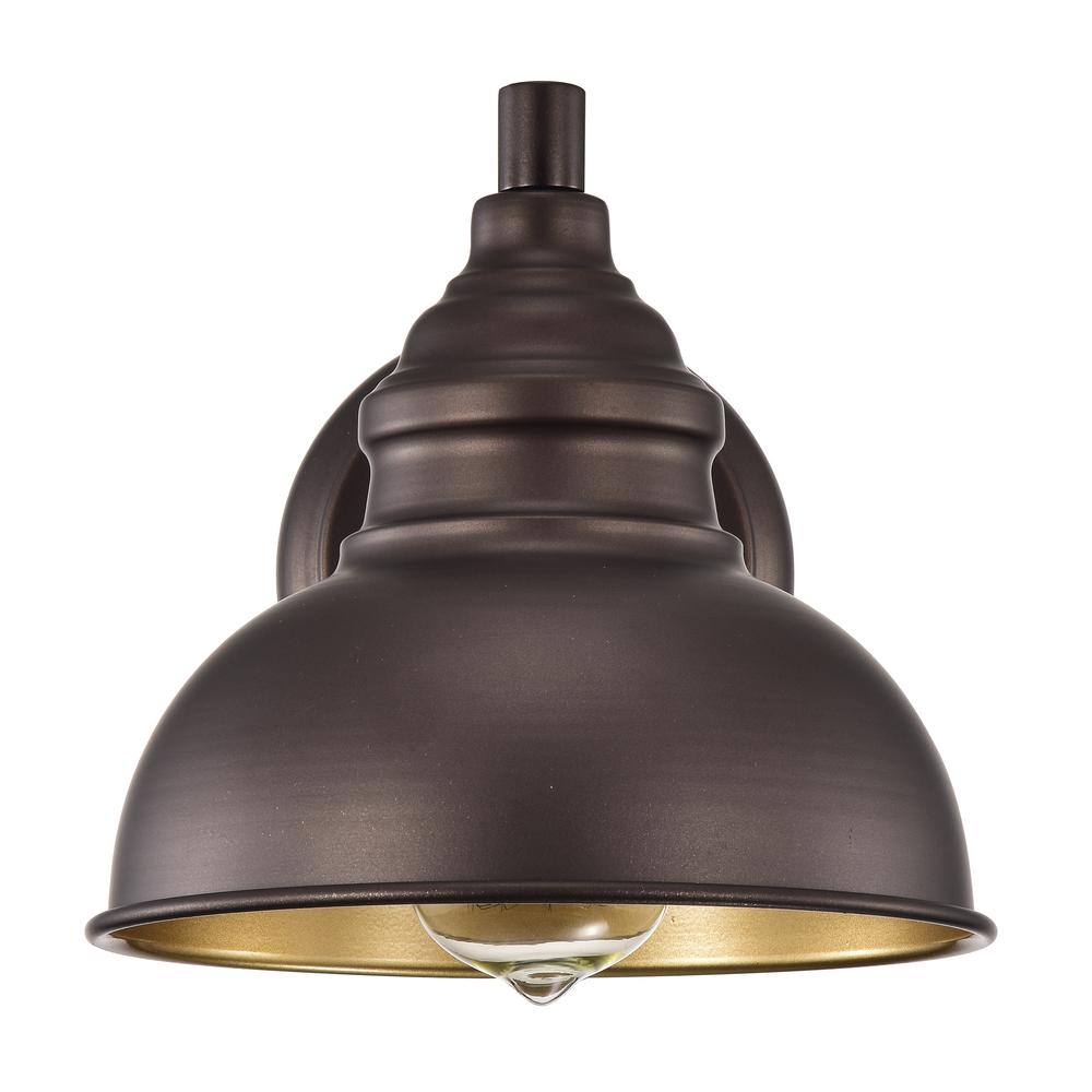 CHLOE Lighting IRONCLAD Industrial 1 Light Oil Rubbed Bronze Indoor Wall Sconce 8" Wide. Picture 6
