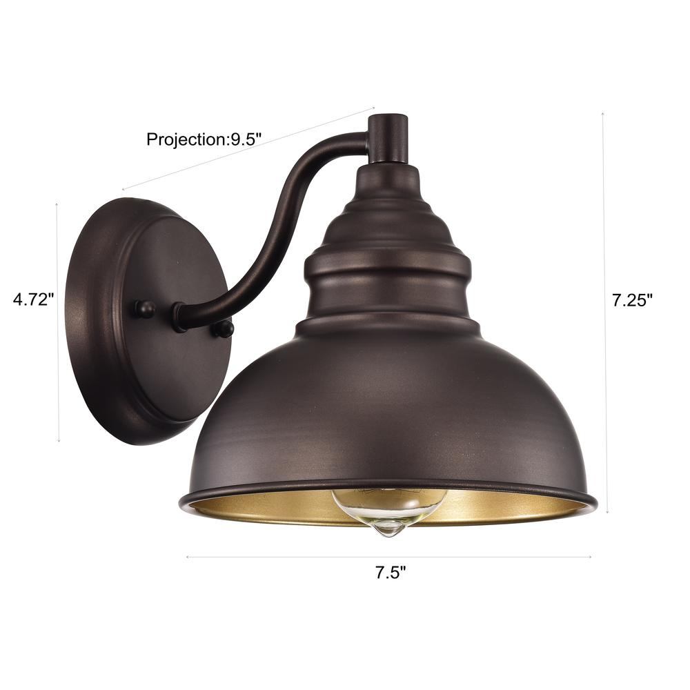 CHLOE Lighting IRONCLAD Industrial 1 Light Oil Rubbed Bronze Indoor Wall Sconce 8" Wide. Picture 13