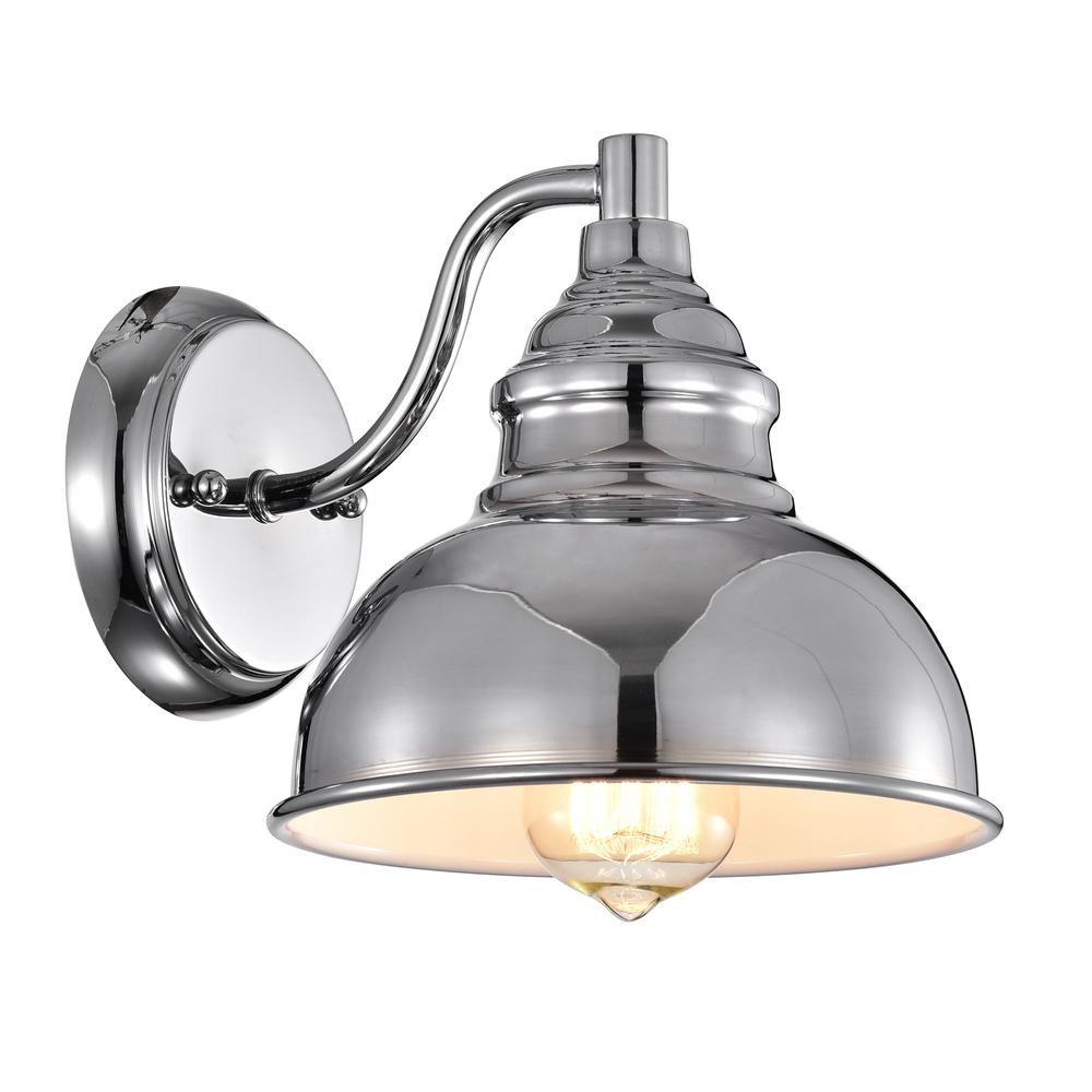 CHLOE Lighting IRONCLAD Industrial 1 Light Chrome Indoor Wall Sconce 8" Wide. Picture 1