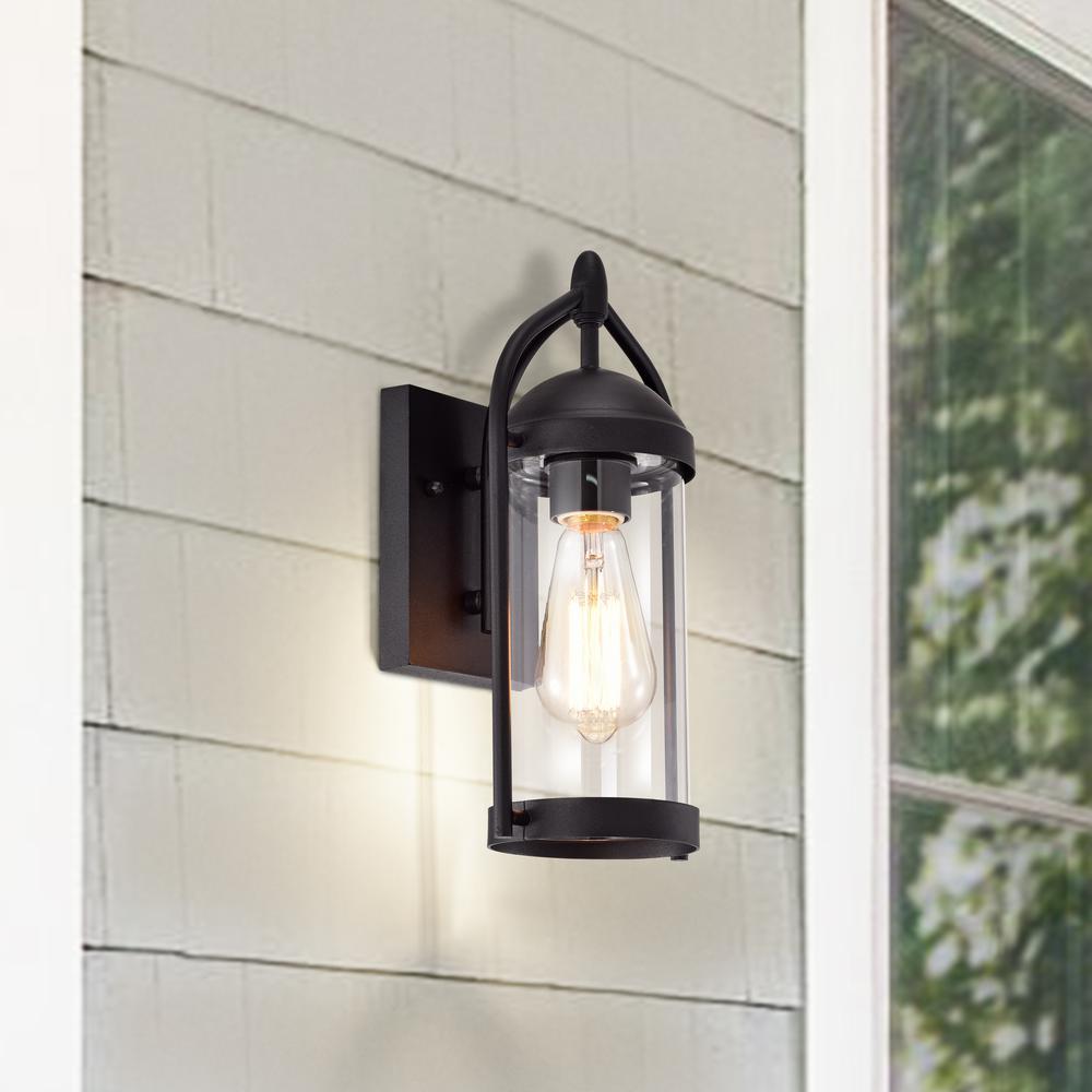 CHLOE Lighting HOLLIS Transitional 1 Light Textured Black Outdoor Wall Sconce 13" Height. Picture 10