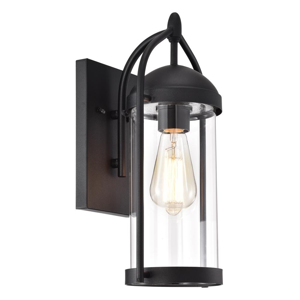 CHLOE Lighting HOLLIS Transitional 1 Light Textured Black Outdoor Wall Sconce 15" Height. Picture 1