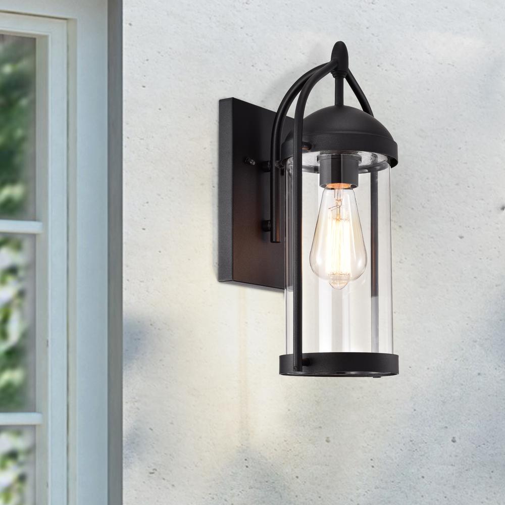 CHLOE Lighting HOLLIS Transitional 1 Light Textured Black Outdoor Wall Sconce 15" Height. Picture 10