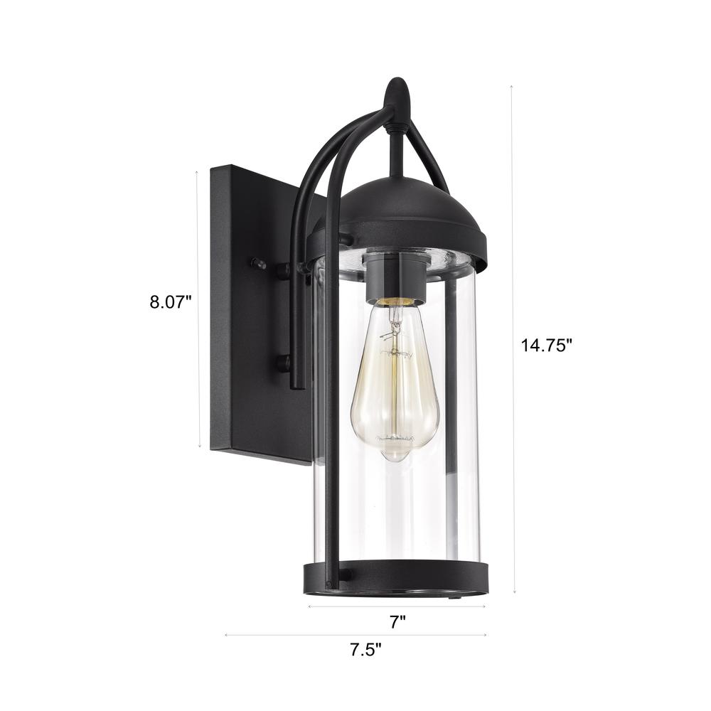 CHLOE Lighting HOLLIS Transitional 1 Light Textured Black Outdoor Wall Sconce 15" Height. Picture 12
