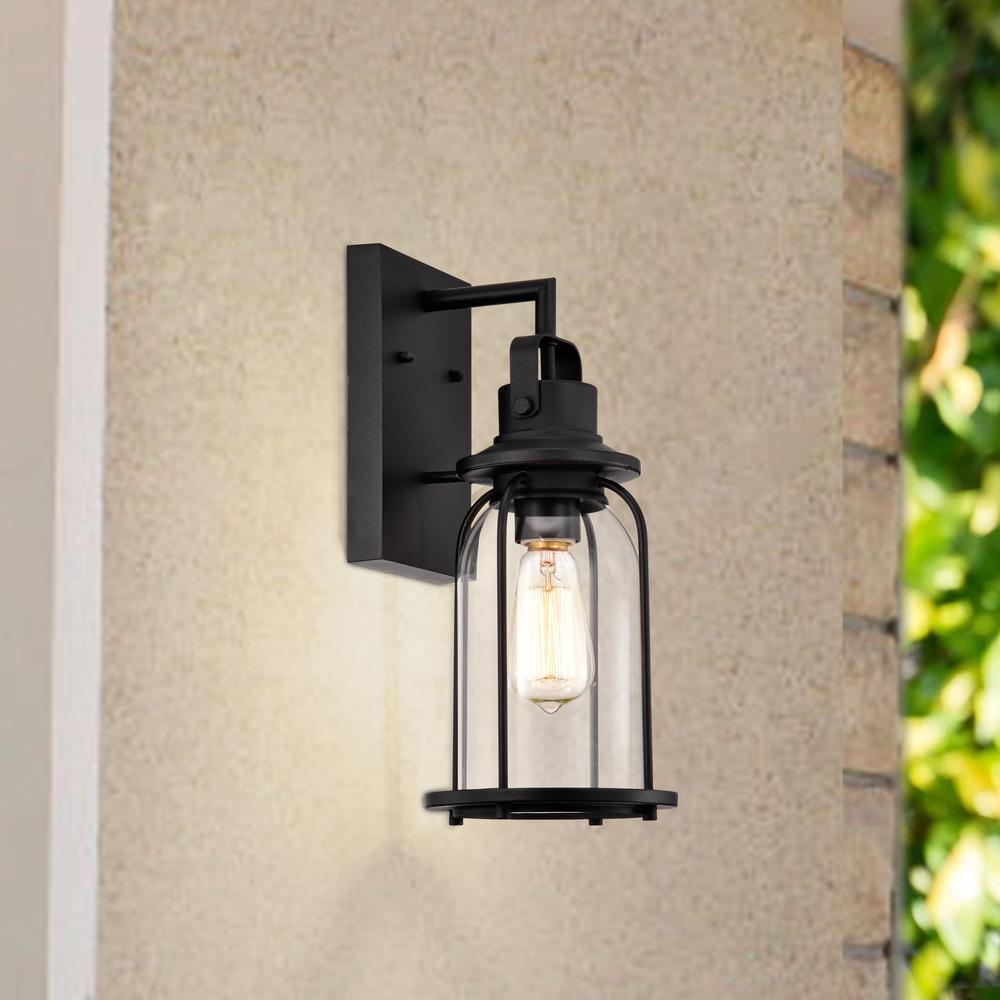 CHLOE Lighting CLARKE Transitional 1 Light Textured Black Outdoor Wall Sconce 15" Height. Picture 9