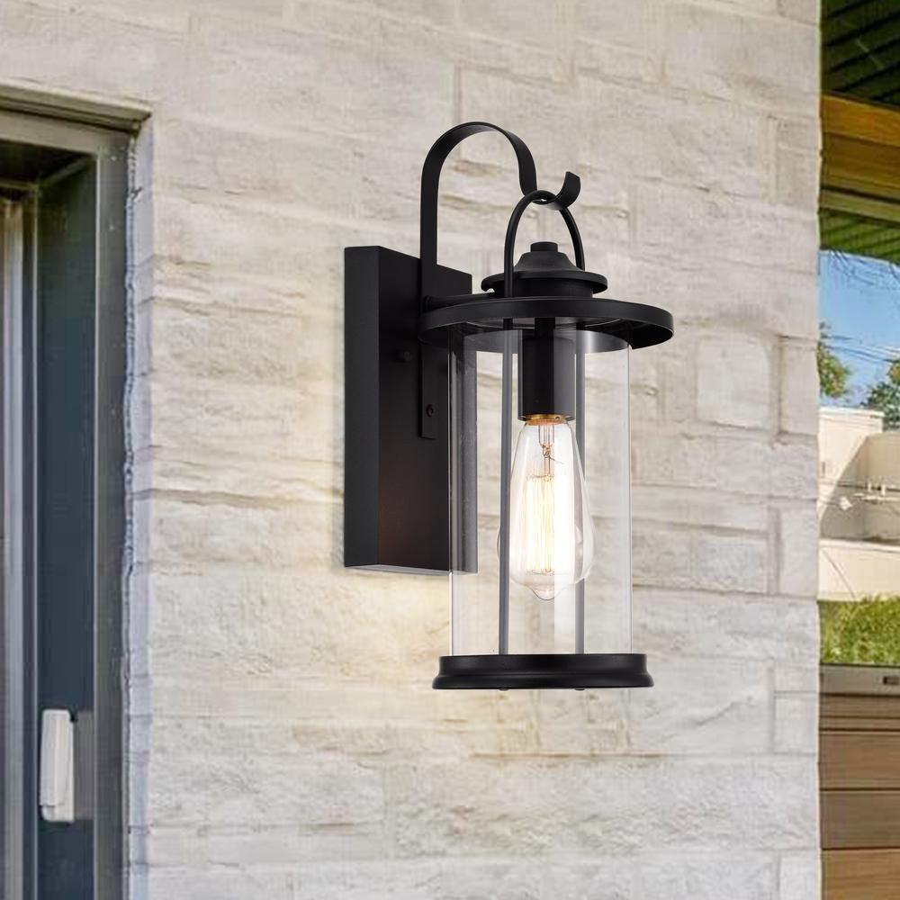 CHLOE Lighting AINSLEY Transitional 1 Light Textured Black Outdoor Wall Sconce 15" Height. Picture 10