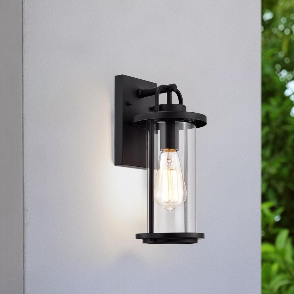 CHLOE Lighting LANDRY Transitional 1 Light Textured Black Outdoor Wall Sconce 13" Height. Picture 10
