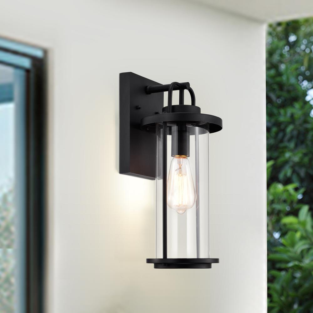 CHLOE Lighting LANDRY Transitional 1 Light Textured Black Outdoor Wall Sconce 16" Height. Picture 8