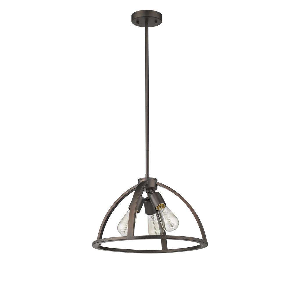 IRONCLAD Industrial 3 Light  Rubbed Bronze Ceiling Pendant 16" Wide. Picture 3