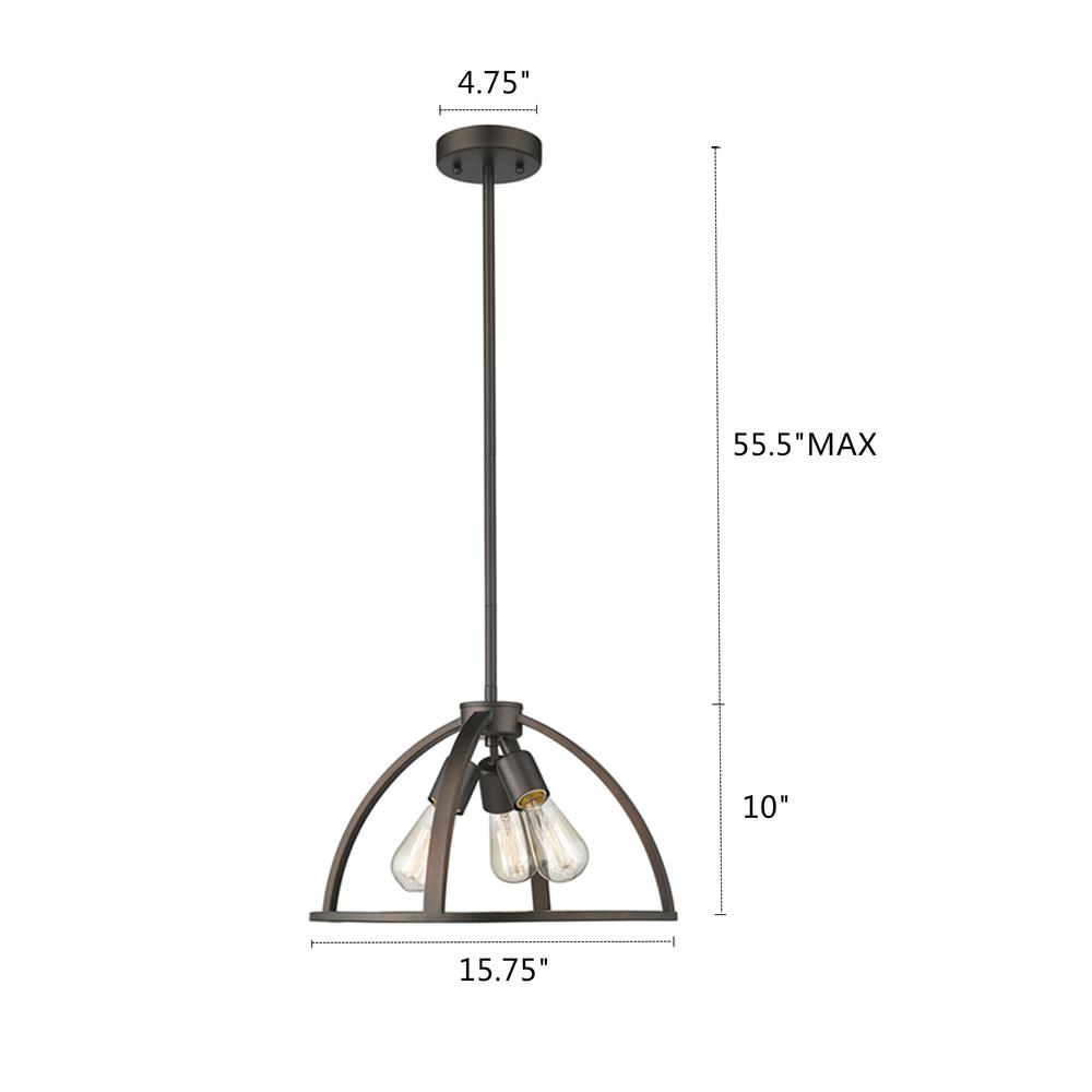 IRONCLAD Industrial 3 Light  Rubbed Bronze Ceiling Pendant 16" Wide. Picture 1