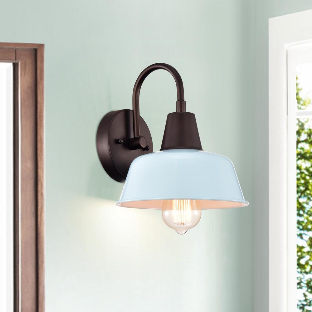 CHLOE Lighting IRONCLAD- Industrial 1 Light Oil Rubbed Bronze Indoor Wall Sconce 9" Wide. Picture 10