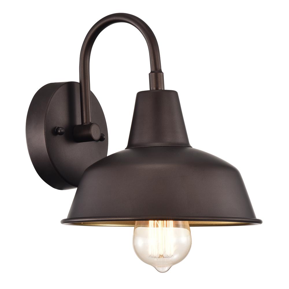 CHLOE Lighting IRONCLAD Industrial 1 Light Oil Rubbed Bronze Indoor Wall Sconce 9" Wide. Picture 1