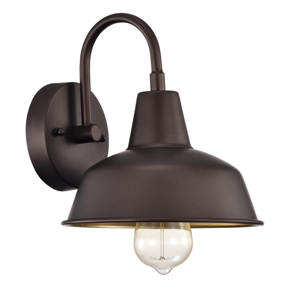 CHLOE Lighting IRONCLAD Industrial 1 Light Oil Rubbed Bronze Indoor Wall Sconce 9" Wide. Picture 2