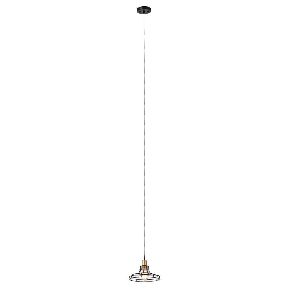 CHLOE Lighting GIANNA Transitional 1 Light Black and Burnished Brass Mini Pendant Ceiling Fixture 10" Wide. Picture 3