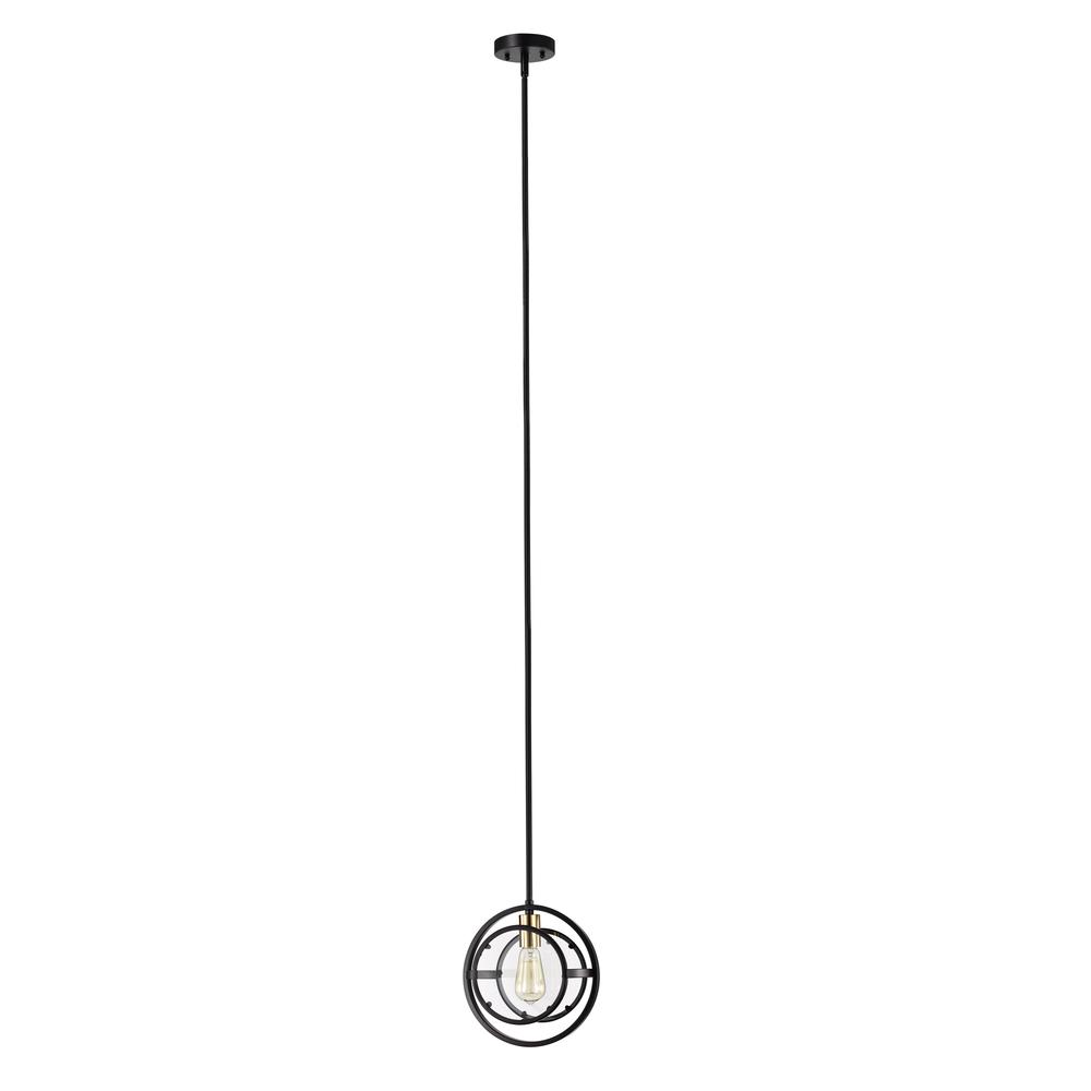 CHLOE Lighting CHRISTINE Transitional 1 Light Black and Burnished Brass Mini Pendant Ceiling Fixture 10" Wide. Picture 3
