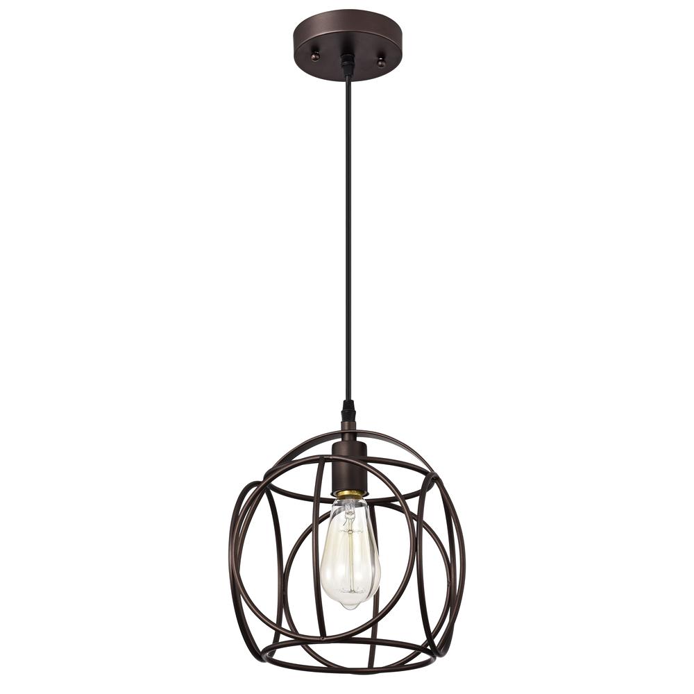 CHLOE Lighting IRONCLAD Industrial 1 Light Oil Rubbed Bronze Mini Pendant Ceiling Fixture 10" Wide. Picture 3