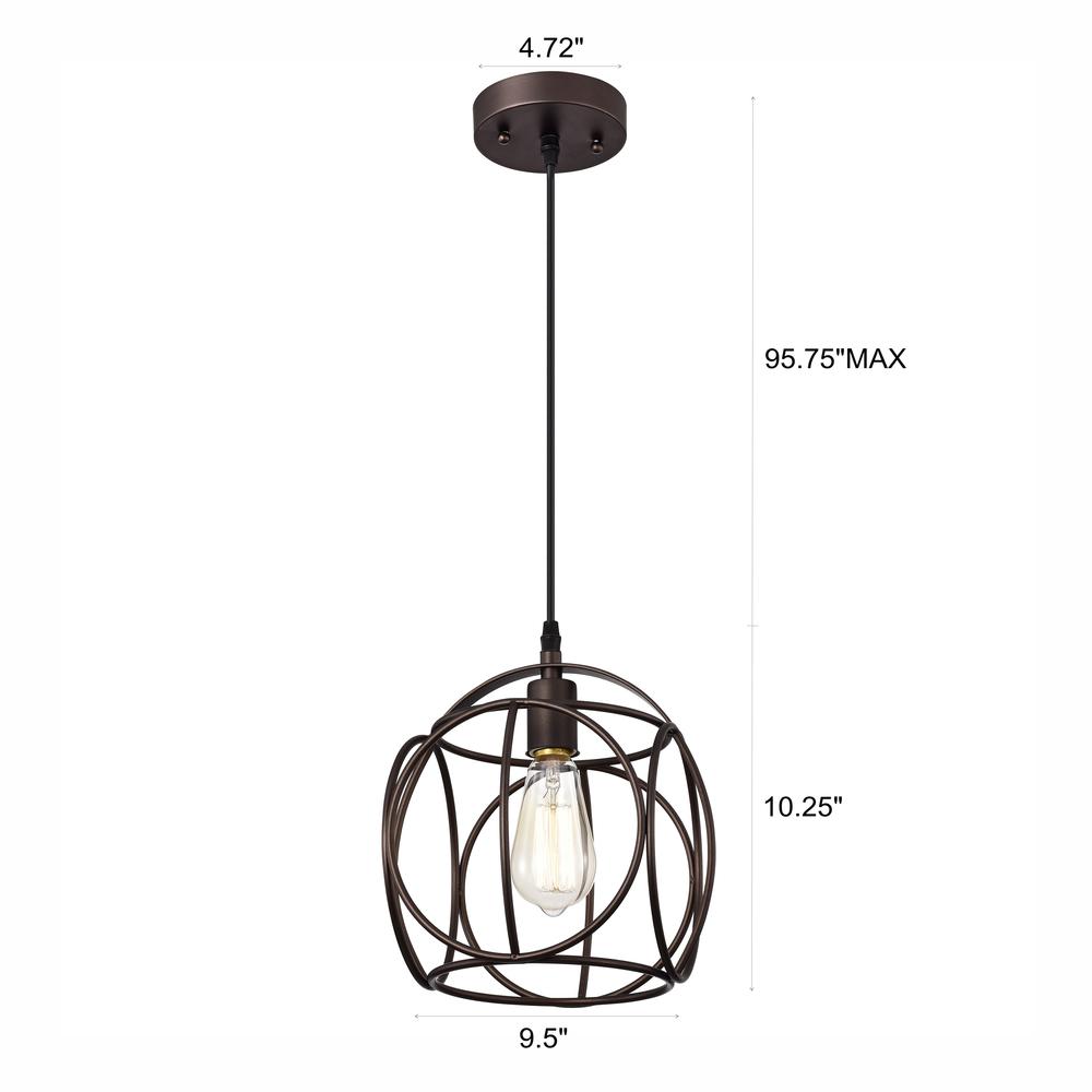 CHLOE Lighting IRONCLAD Industrial 1 Light Oil Rubbed Bronze Mini Pendant Ceiling Fixture 10" Wide. Picture 9