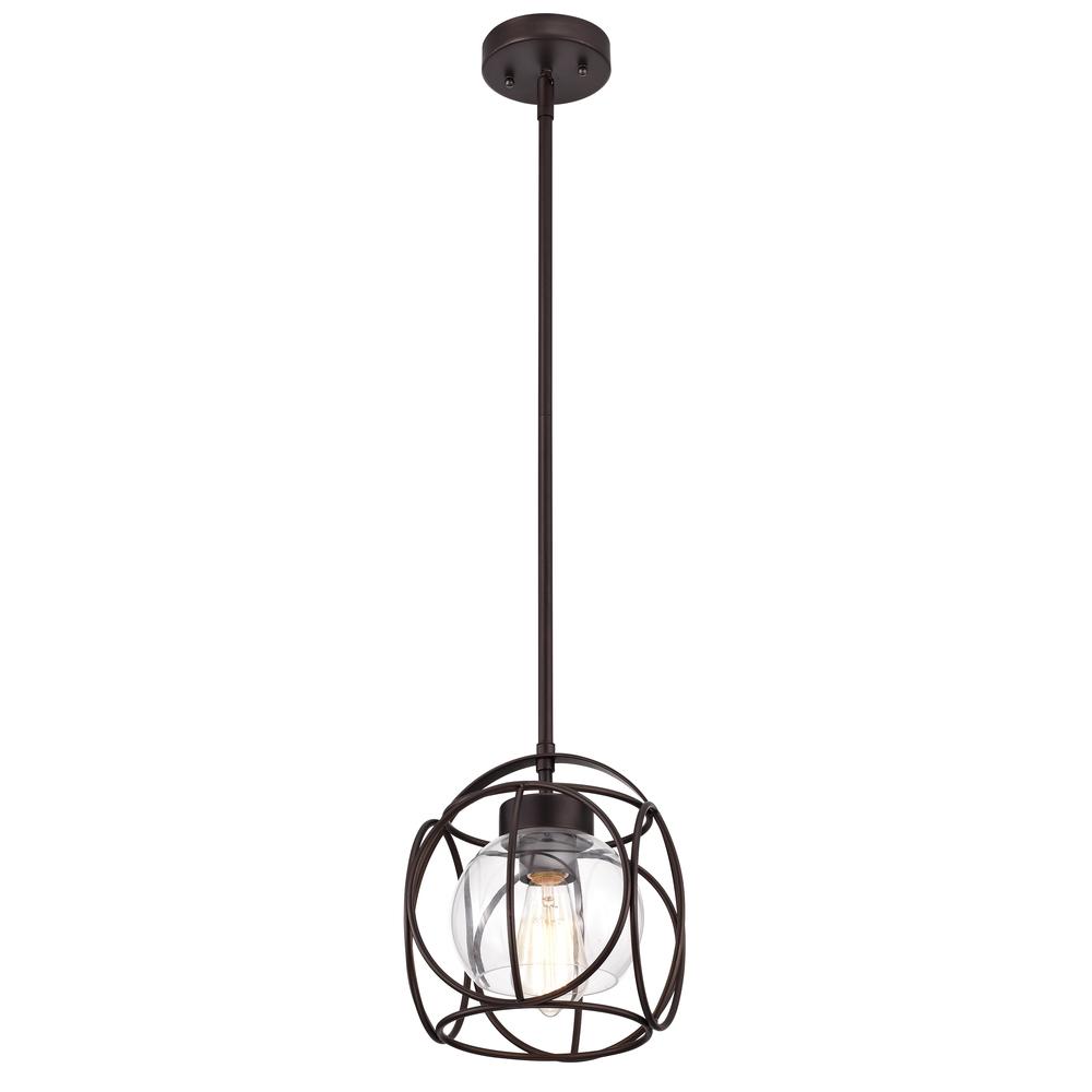 CHLOE Lighting RYLEE Transitional 1 Light Oil Rubbed Bronze Mini Pendant Ceiling Fixture 10" Wide. Picture 1